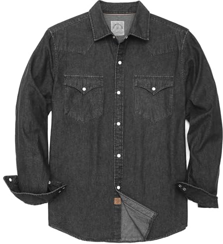 Dubinik® Långärmad Jeansskjorta Herr Fritidsskjorta för Män Pearl Snap Western Arbetsskjorta