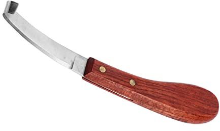 CHICIRIS Couteau à Sabot, Outil de Maréchal-ferrant à Sertir à Droite/Gauche avec Manche en Bois pour la des Chevaux, Marron(Main Droite)