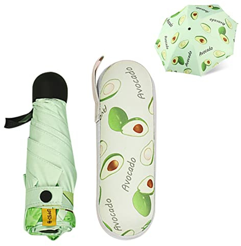 Paraguas Compacto,Resistente al Viento,Paraguas de Viaje Plegable,6 Costillas Verde Mini Paraguas con Estuche de Cápsula,Protección UV Impermeable,Paraguas de Bolsillo Portátil para Hombre Mujer