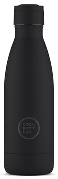 Cool Bottles - Botella de Agua de Acero Inoxidable - 350 ml - Mono Black - 23,5 x 7 cm - Botella Térmica Hermética - Bebidas Frías 36 Horas y Calientes 18 Horas - Triple-Cool Technology - Libre de BPA