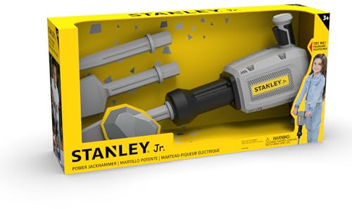 Stanley Jr. batteridriven Jackhammer – realistisk byggleksak med ljus och ljud | Hållbart låtsaslekverktyg för barn i åldrarna 3+ | Inkluderar batterier