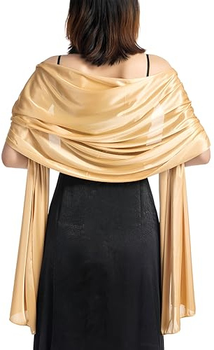 Proumhang Satin Soyeux étole de Mariage écharpe pour Femmes Léger Couleur Solide Longue étole de Mariage Demoiselles d'honneur élégante Soirée Lumineuse étole de Mariage 200cm*70cm