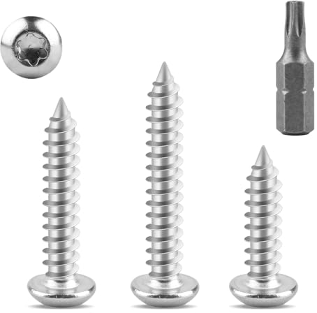 60 STK M5 Blechschrauben Selbstschneidende Schrauben, M5x16mm Edelstahl Schrauben Torx Schrauben, Rundkopfschrauben, Torx Flachkopfschrauben, Linsenkopfschrauben Selbstbohrende Tellerkopfschrauben