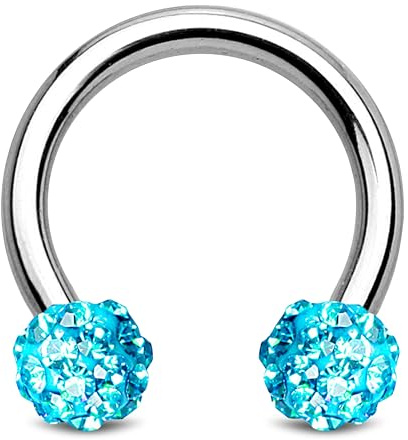 Stachelkleid Horseshoe Piercing Surgical Steel 316L Septum Ring Ferido Stone Crystal Ball 1.2 mm Ear Nose Piercing Nipple Intimate Silver Glitter Tragus Helix Colours Internal Thread, 1,2 mm