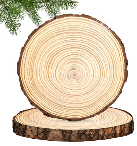 Rodajas De Madera Natural Sin Orificio, 2 Piezas 30 cm Troncos Con Corteza, Discos Sin Terminar Para Manualidades, Pirograbado, Pintura