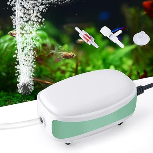 FEDOUR Mini Bomba de Aire, Silencioso Bomba de Aire para Acuario, Aireador Acuario con Accesorios, Oxigenador Acuario de 1-40L, acuarios Betta