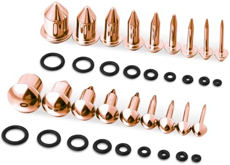 Longbeauty 9 Paar Piercing Ohrplugs Stretching Kit aus Edelstahl Punk Ohrdehner Dehnstäbe Ohrschmuck Einzelne Flare Gauges, 1.6MM-10MM, Kegel, Rosegold