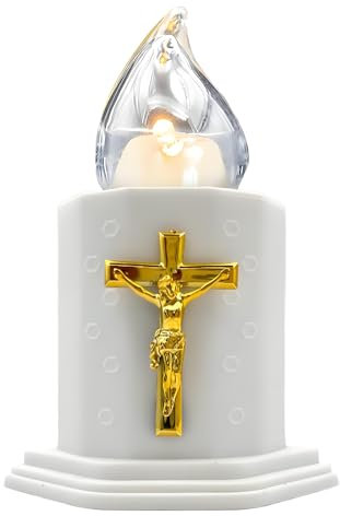 WARM RAY Candele a LED per cimiteri e chiese candele a batteria con effetti fiamma oscillante resiste pioggia sole durata 210 giorni (BIANCO)