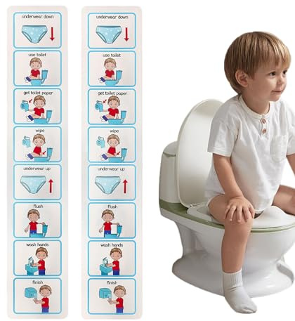 Potty Training Visual, 2X My Toilet Routine Cards,Toilet Monitoring Chart Sticker,Visual Aid Flash Cards,Toilets Training Sticker Chart,Teach Kids To Use Toilet Special Education