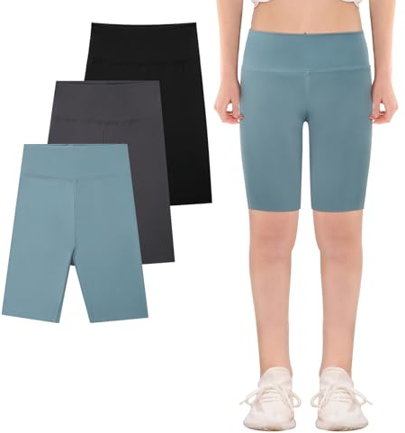 KAKU NANU Kurze Leggings Mädchen Radlerhose Schwarz Grau Blau Leichte Sommerhose Dünne Leggings Sommer 7 8 Jahre 122 128