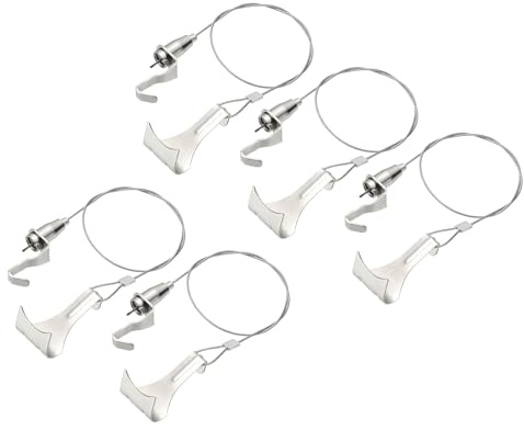 sourcing map Lot de 2 câbles de suspension pour photos, 0,5 m x 1,5 mm, corde métallique réglable avec crochets en S et boucle, charge de 35 kg pour accrocher des miroirs, lumières, lampes, œuvres