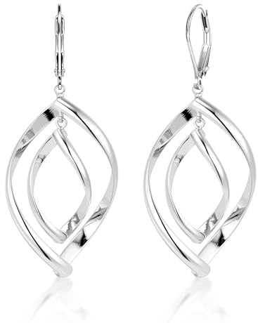 ALEXCARFT Pendientes Colgantes Plateado Rombo Espiral Geométricos