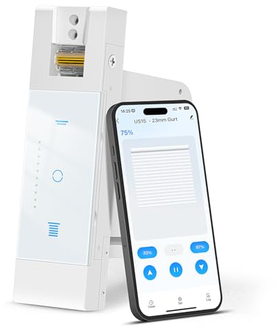 SMARTERCURRY Wlan Elektrischer Gurtwickler [Gen1.0] - 23mm Gurt, Bis 20 kg, 5 m² Rollladen | Rolladenschalter Smart Rolladensteuerung | Prozentuale Kontrolle | Kompatible mit Alexa & Google, 1 Stück