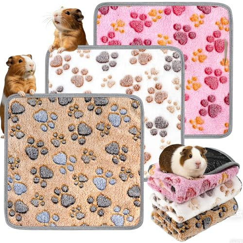 3 Pcs Guinea Pig Blankets Soft and Warm Small Animal Fleece Bedding 13.8 x 13.8In Reusable Waterproof Guinea Pigs Cage Liners Absorbent Pet Pee Pad Soft Sleep Mat Pad Cover for Hamster Bunnies Kittens