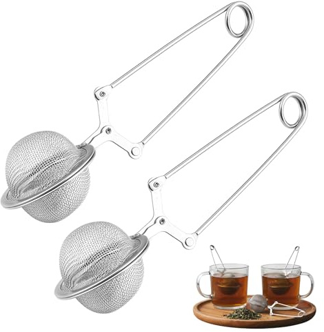 2 piezas de infusor de té en forma de bola de acero inoxidable en forma de bola, pinzas de té, para té suelto, especias y hierbas