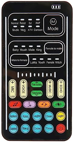 Dioche I9 Voice Changer Voice Changer PC 450mAh 5V Multifunctional Portable Sound Mini Sound Card for Mobile Phone & Computer Gaming - 8 Modes & Built-In Effects (I9 English Edition)