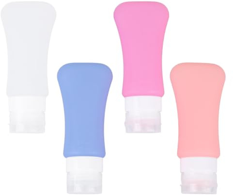 4 Pièces Flacon de Lotion en Silicone 60ml Pp, Bouteille de Voyage | Remplissage Facile, Portable, Résistant aux Fissures la Déformation, Paquet Pvc Zippé Inclus