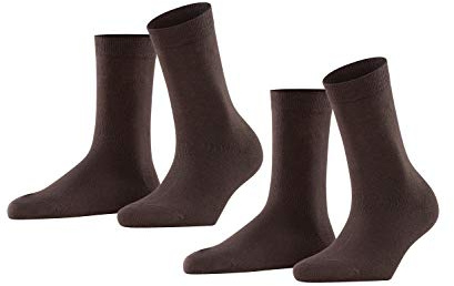 ESPRIT Damen Socken Uni Multipack W So Baumwolle einfarbig 2 Paar, Braun Dark Brown 5230, 35-38