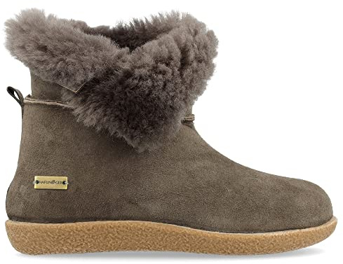 HAFLINGER Lammfell Leder Hausschuhe Lemmi Unisex Stiefel Grau (Anthrazit 04), Gr 38