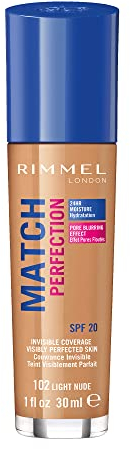 Rimmel London Match Perfection Foundation Base de Maquillaje Tono 102 Light Nude - 30 ml