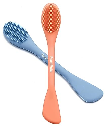 Silikon-Gesichtsschrubber, 2 Stück Gesichtsreinigungsbürste, Gesichtsmaskenbürste mit weichem Ton-Gesichtsmasken-Applikator, zum Auftragen von Masken und Waschen Ihres Gesichts, für Grundierung,Creme