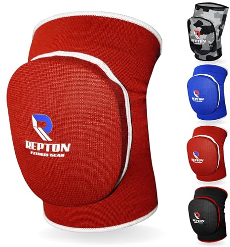 Protective Knee Pads | Elasticated Gel Padded Knee Support Sleeves for Work, Gardening, and Sports | Thick Poly-Cotton, Anti-Slip, Comfortable Knee Pads for Men & Women (Red, L/XL)