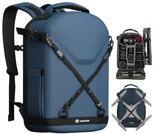 TARION Custodia rigida per fotocamera: zaino per fotocamera a tutto tondo, borsa per fotografia, zaino DSLR con parapioggia impermeabile, scomparto per laptop/treppiedi, per uomini e donne, fotografi,