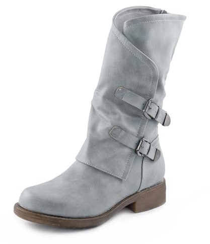 Toocool - Bottes pour femme Biker Boots Boucles Anfibi Motocycliste Chaussures Casual G620