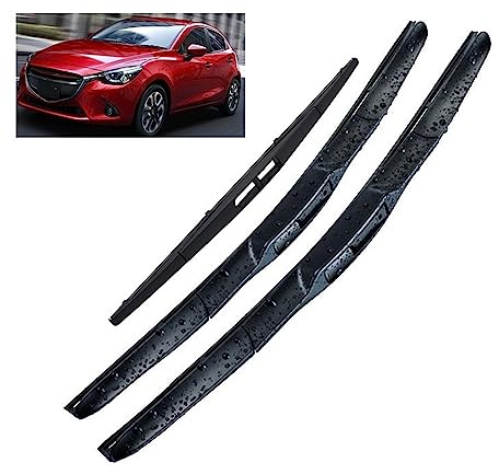 Juego de limpiaparabrisas delantero y trasero compatible con Mazda Mazda2 Demio 2 DJ DL 2014-2023 parabrisas ventana 22+17+14