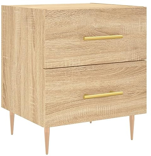 vidaXL Nachttisch, Nachtschrank mit viel Stauraum, Kommode für Schlafzimmer, Nachttischschrank Beistelltisch Aufbewahrung Nachtkästchen, Sonoma Eiche Holzwerkstoff