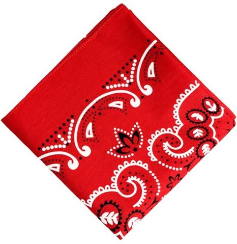 70 cm x 70 cm, 100 % bomullsbandana, pannband, ansiktsmask fyrkantig scarf huvudbonad för män och kvinnor (1 st, röd), Röd, one size