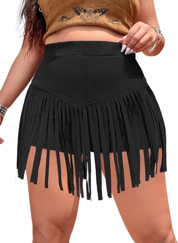 Ella Lust Womens High Waisted Fringe Shorts - Cowgirl Outfits Sexy Western Tassel Booty Pole Dance EDM Festival Rave Bottoms(Black,2XL,1116r)