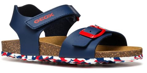 Geox - J GHITA BOY B, Sandalia Niños, Navy/White/Red,