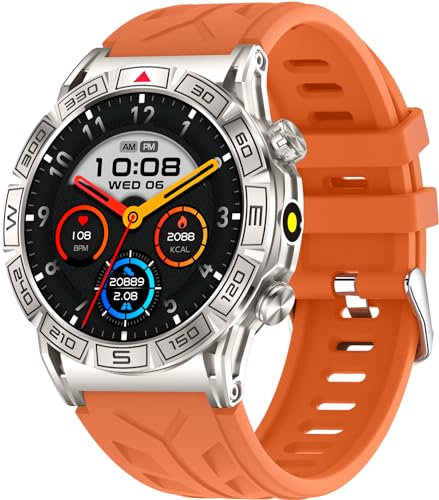 findtime Orologio militare, da uomo, con funzione telefonica, bussola, altimetro, barometro da 1,43, AMOLED, robusto orologio da corsa per Android iOS