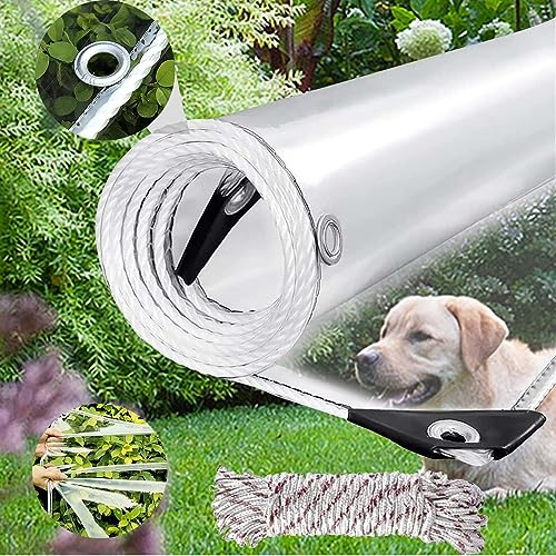 Lona Protección Transparente con Ojales, 0,35mm Espesor Lona de PVC Impermeable, Multiusos Toldo para Muebles, Piscina, Coche, Jardín, Incluyendo Cuerdas y Ataduras (2x2m)