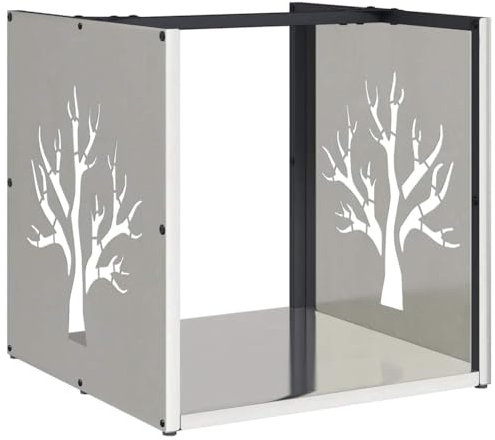 vidaXL Firewood Rack - Stainless Steel Log Holder 40x40x40 cm - Indoor Fireplace Wood Storage