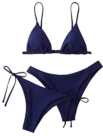 Bikinis Mujer 2025 Brasileño Push Up Bikini Talla Grande Tanga Dos Piezas Verano Bañadores Mujer Reductor Sexy con Relleno Top Fatos De Banho Mulher Marina de Guerra XL