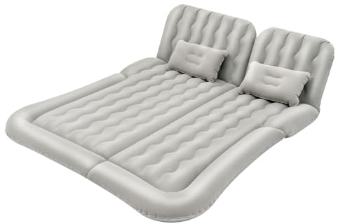 DioPaiB Matelas gonflable pour voiture, SUV, avec pompe à air et 2 coussins, 174 x 126 cm, pour voyage, camping, gris