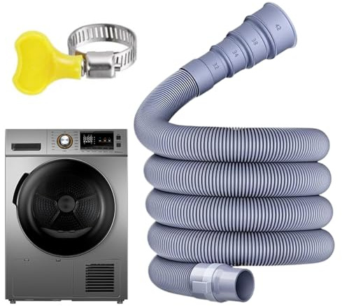 Kixolazr Manguera De Desagüe Para Lavadora - Tubo De Descarga - Flexible Tubo de Descarga con Rotación 360° y Abrazaderas para Lavadora Fregadero Lavavajillas