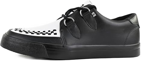 T.U.K. Leather Creeper Sneaker - Scarpe da Ginnastica da Uomo e da Donna - Colore Bianco e Nero - Stile Punk, Goth e Rocker in Pelle e Scarpe Stringate - Taglia EU37