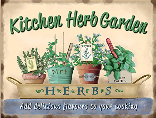 Shawprint KITCHEN HERB GARDEN RETRO VINTAGE STYLE METAL TIN WALL PLAQUE SIGN NOVELTY GIFT (8 x 6)