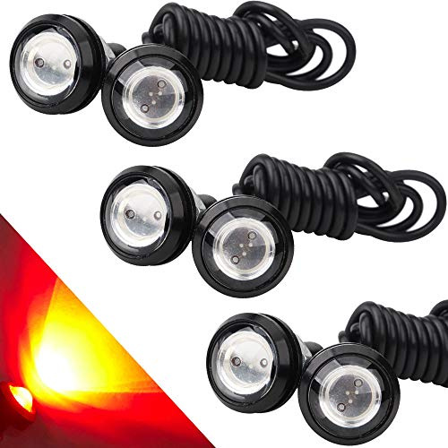 Sidaqi 6x Rojo 23mm Eagle Eye LED de Alta Potencia 9W Coche Motocicleta DRL Luz Diurna de Funcionamiento Lámpara de Niebla Luz de Marcha de Marcha Atrás 12V Impermeable
