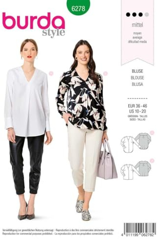 burda style Schnittmuster Damen Blusen langarm #6278 Gr. 36-46