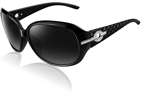 CGID Lentes de Sol de Diseñador estragrandes damas Gafas de sol clásicas con marco grande Gafas de sol con protección UV y Marco negro Lentes grises M84