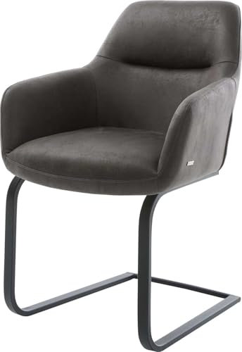 DELIFE Schwingstuhl Pejo-Flex Freischwinger flach Schwarz Mikrofaser Anthrazit Vintage Taschenfederkern