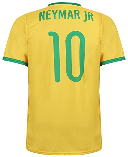 Kingdo Maglia da Calcio Brasile Neymar - Bambino e Adulto - Ragazzi - Regali per Il Calcio - Maglietta Sportiva - Abbigliamento Sportivo - Taglia S