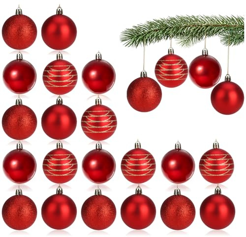 com-four® 24x Christbaumkugel - Weihnachtsbaumkugeln aus Kunststoff für Weihnachten - Baumschmuck für den Christbaum - Christbaumschmuck - Kunststoffkugeln
