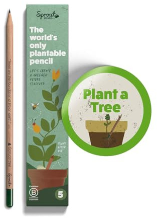 Sprout World Wood-Cased Pencils | Plant a Tree Edition | #2 HB Pre-Sharpened Graphite Plantable Wooden Pencils with Spruce Tree Seeds | Gift Engraved with Inspirational Quotes | 5 Pack