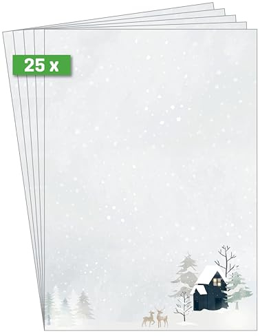 SIGEL DP601 Briefpapier Weihnachten Cozy Christmas Watercolor, A4, 25 Blatt, Weihnachtsbriefpapier aus nachhaltigem Papier für Weihnachtspost, Angebote, Einladung, Menükarte