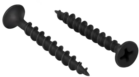 #8 x 1-5/8 Drywall Screws Coarse Thread Black Phosphate Coated Flat Head Fast Self Tapping Wood Screws for Drywall, Wood and Furniture, 100 PCS